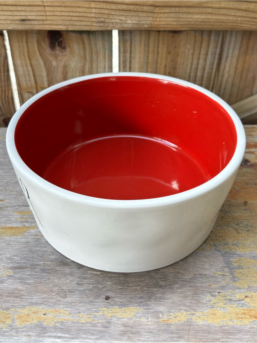 Rae Dunn Artisan Collection Red & White Drink Up Large Pet Water Bowl 8” - Picture 2 of 8